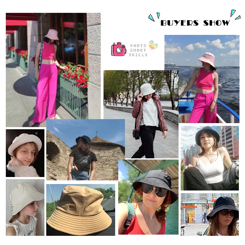 Summer Bucket Hat For Women STOR WIDE BRIM Outdoor Soft Cotton Solid Color Sun Hats Portable Foldbar Panama Cap Lady Caps 220506