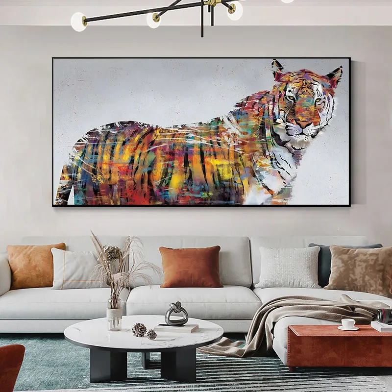 Farbe Kunst Löwe Tiger Pferd Leinwand Malerei Tier Wandbild Poster Und Drucke Bilder Für Wohnzimmer Hause Wand Dekoration