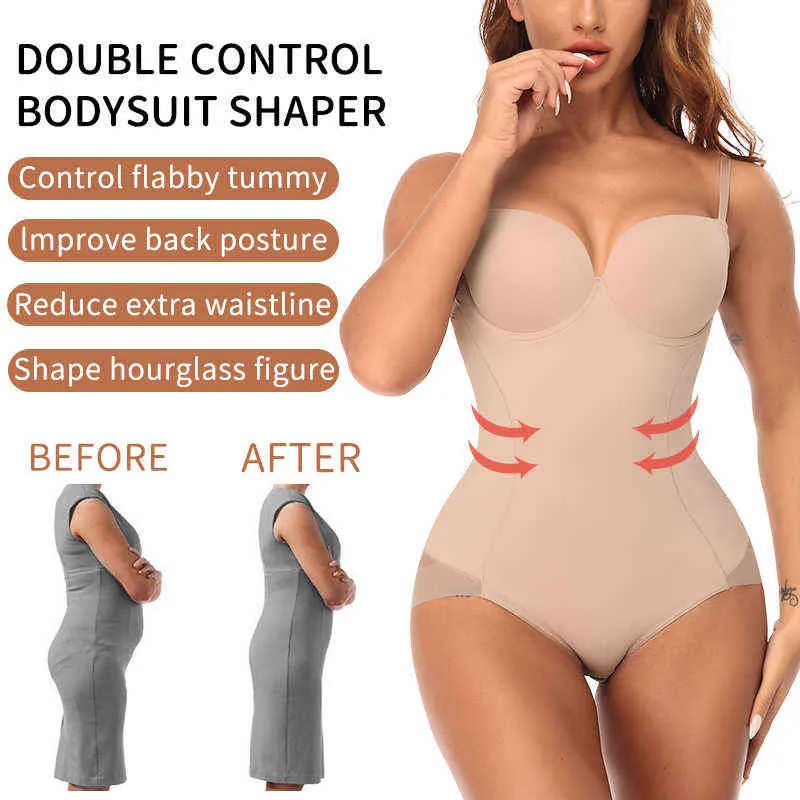 Body Shapewear Ultra Léger Body Shaper Briefer Poitrine Soutien Rembourré Shapewear Corset Taille Minceur Sous-Vêtements Butt Lifter L220802