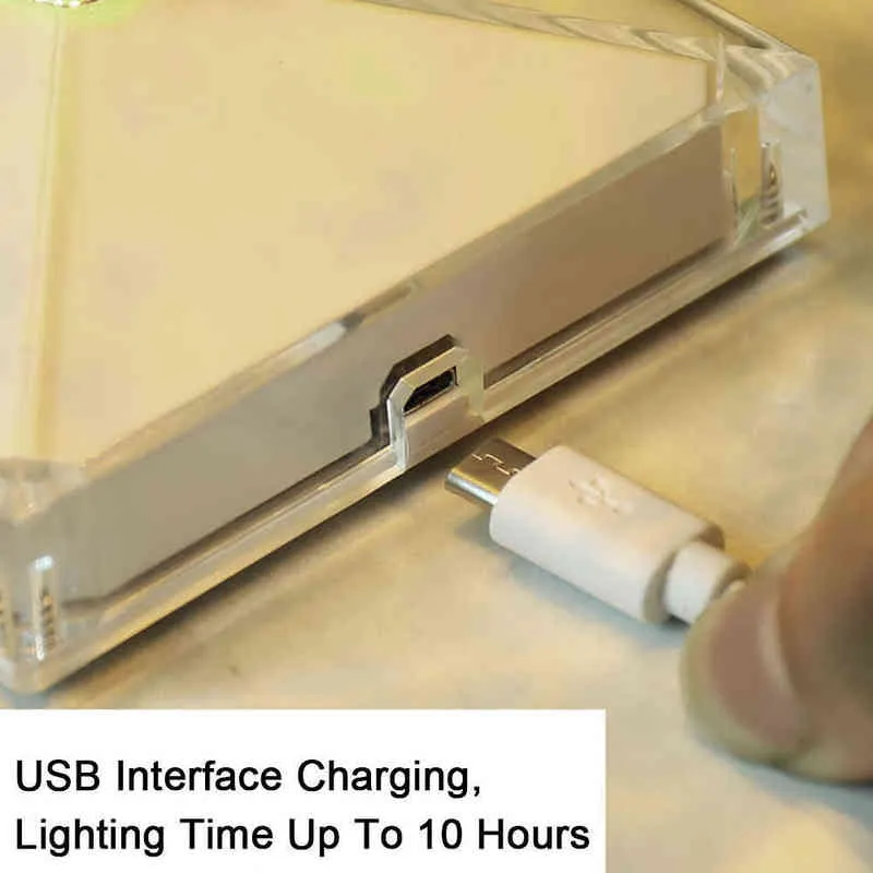 RGB Biała diamentowa lampa stołowa Lampa stołowa zdalne sterowanie USB Wychodniki do ładowania Czujnik restauracji