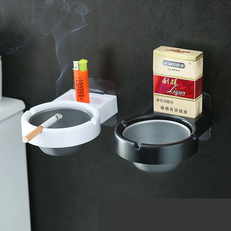 Cendrier mural en acier inoxydable, support de tasse de stockage de cendres de cigarettes suspendu, salle de bains, toilettes, outils pour fumer, balcon de salle de bains