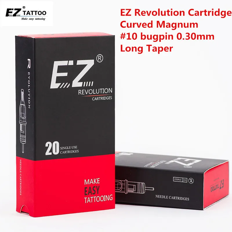 Cartouche d'aiguille de tatouage EZ Revolution courbée ronde Magnum #10 0.30mm pour Machines et poignées 220316