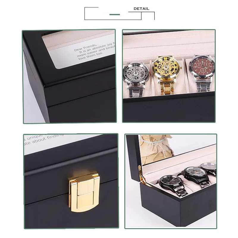 10 Slots Wooden Watches Storage Box Wood Watch Jewelry Collection Organizer Case Wristwatches Holder PU Leather Gifts Dislpay 220428