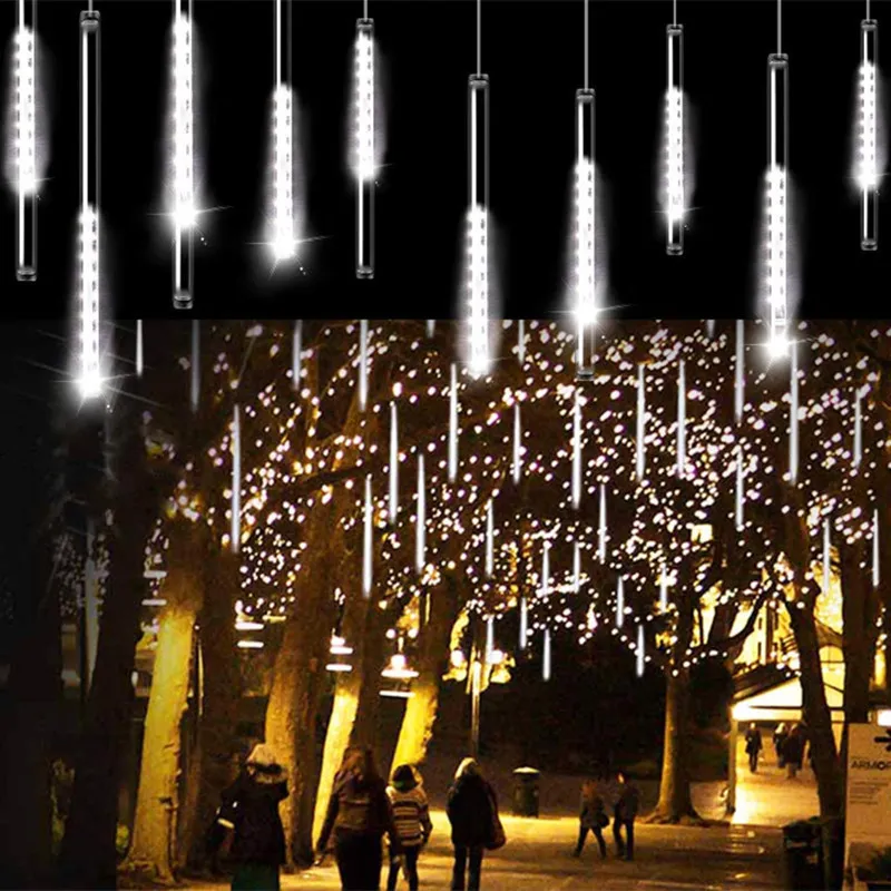 30 см 50 см Открытый водонепроницаемый 8 трубки метеорной душевой душ светодиодный цвет светло-струна елочные украшения для дома Navidad садовый декор 220408