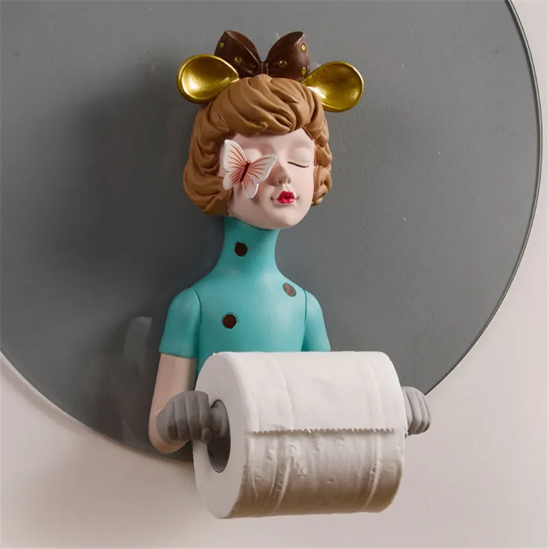 265cm Nordic Creative Girl Toilet Paper Holder Resin Rolling Tissue Dispenser Bathroom Dectorstions Home Decoration 2206224373043