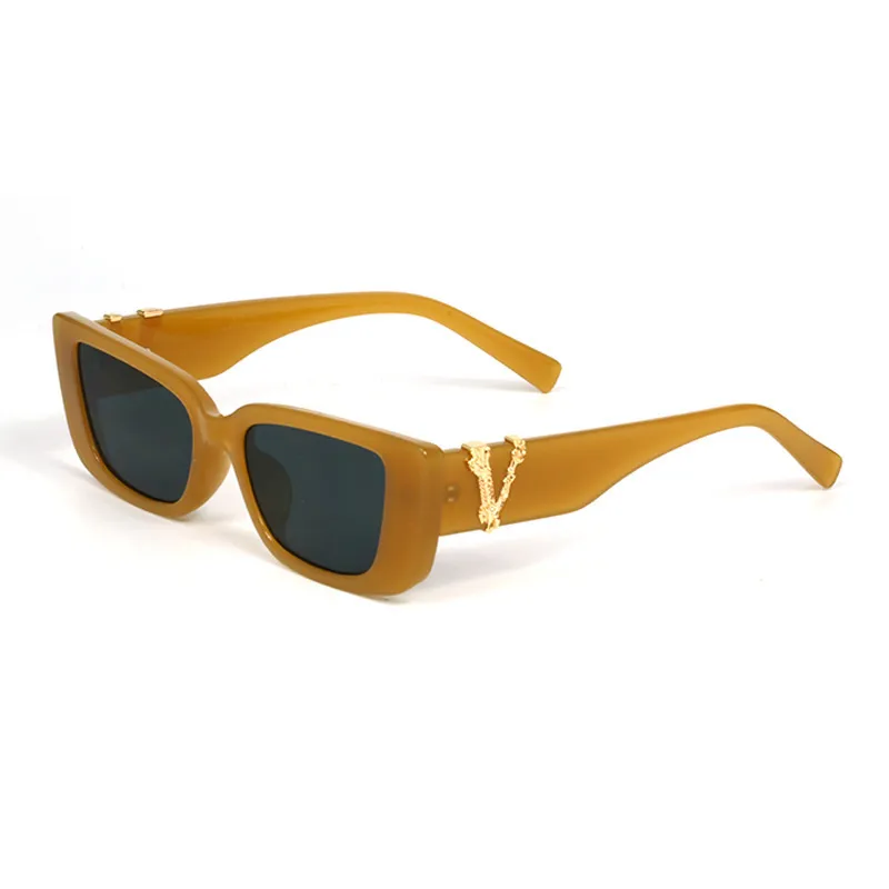 Fashion Cat-Eye Solglasögon Kvinnors trend V-formad metalltryck Square Solglasögon Dagligen All-Match Solglasögon Kvinnor CX267O