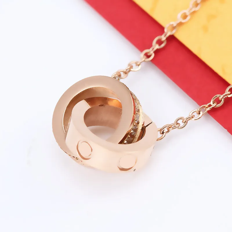 Bague pendentif collier femmes en acier inoxydable Couple cercle bijoux sur le cou mode saint valentin cadeaux Whole6448608