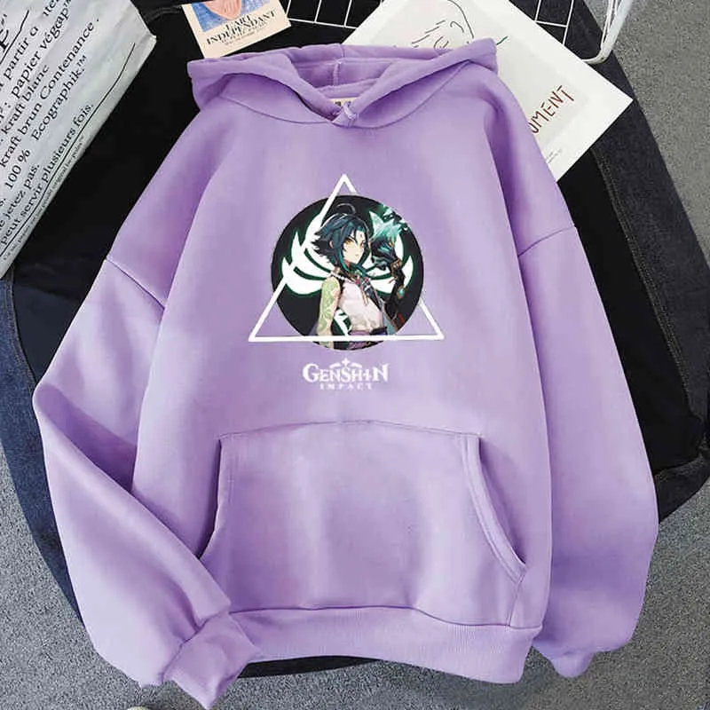 Anime Sports Sweatshirt -Spiel Genshin Impact Cosplay COODIE COODIES Xiao Print Hoodie Frauen Tops Jacke 2021 Neue Streetwear G220713