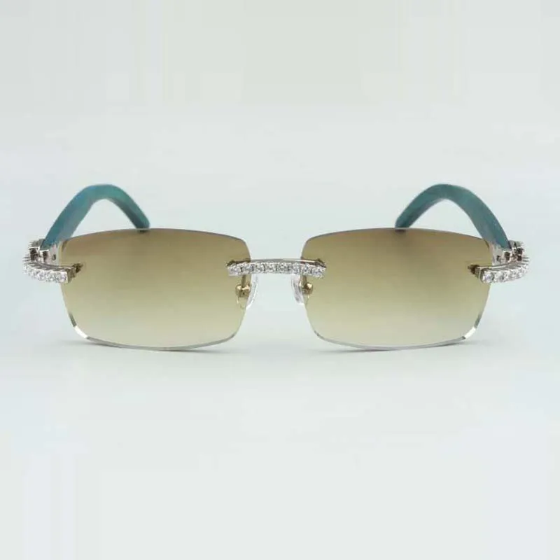 montures de lunettes de soleil en diamant sans fin 3524012 avec bâtons de bois sarcelle et objectif 56 mm205a