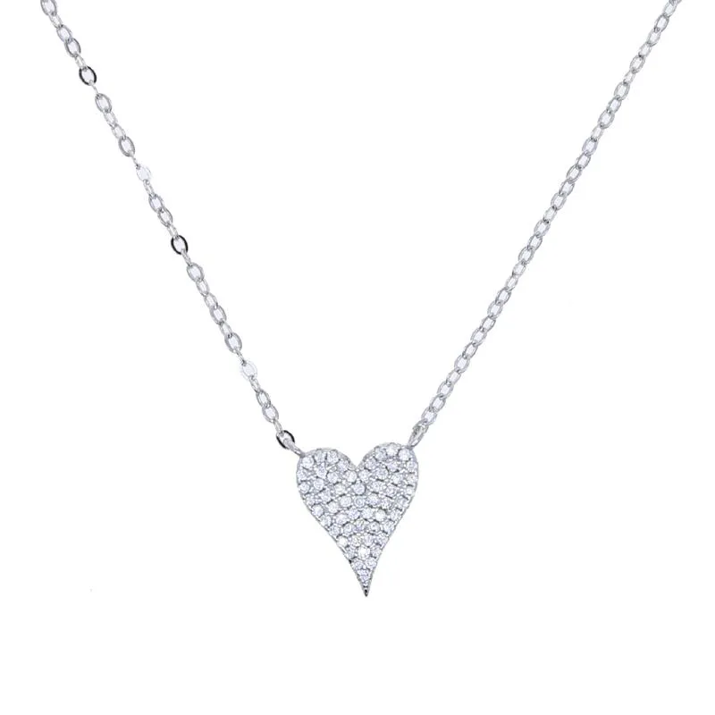 Haute qualité 925 en argent Sterling coeur pendentif collier avec Cz pavé or argent colliers de mariage bijoux pour femmes dame cadeau