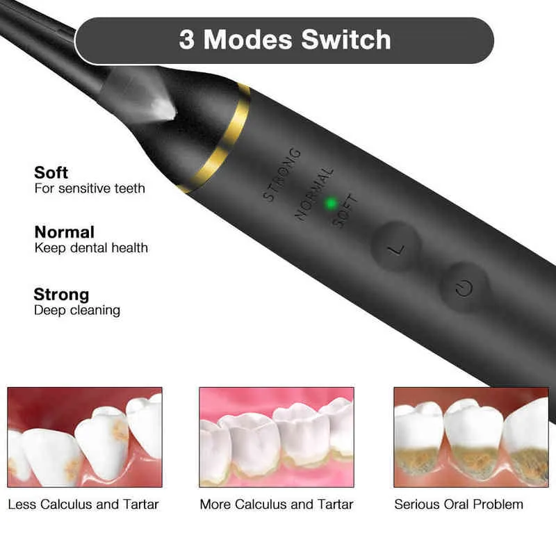 Elektrikli Sonic Dental Scaler Calculus Sökücü Diş Beyazlatma Diş lekesi Çıkarma Tartar Plak Limleri Temiz Oral Bakım 220627