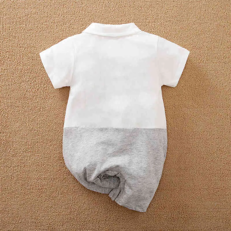 ABEBE Newborn Baby Boy Romper Gentleman Clothes Summer Short Sleeve Jumpsuit Overalls Infant Outfits Toddler Children Costume G220510