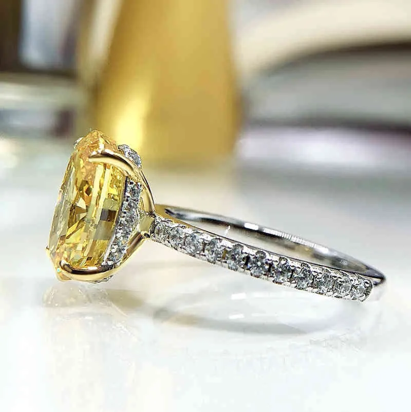 Solid 925 Sterling Silber 812 mm Eis gebrochenes Oval erzeugt Moissanit Diamond Citrin Ring für Frauen Engagement Fine Schmuck 20214170351