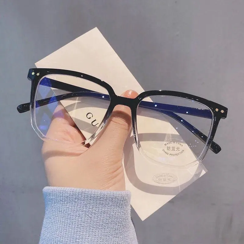 Solglasögon qutzzmnd retro Men's Women Big Frame Anti Blue Light Reading Glasses Fashion Optical Myopia Blocking Eyewear 2022338C