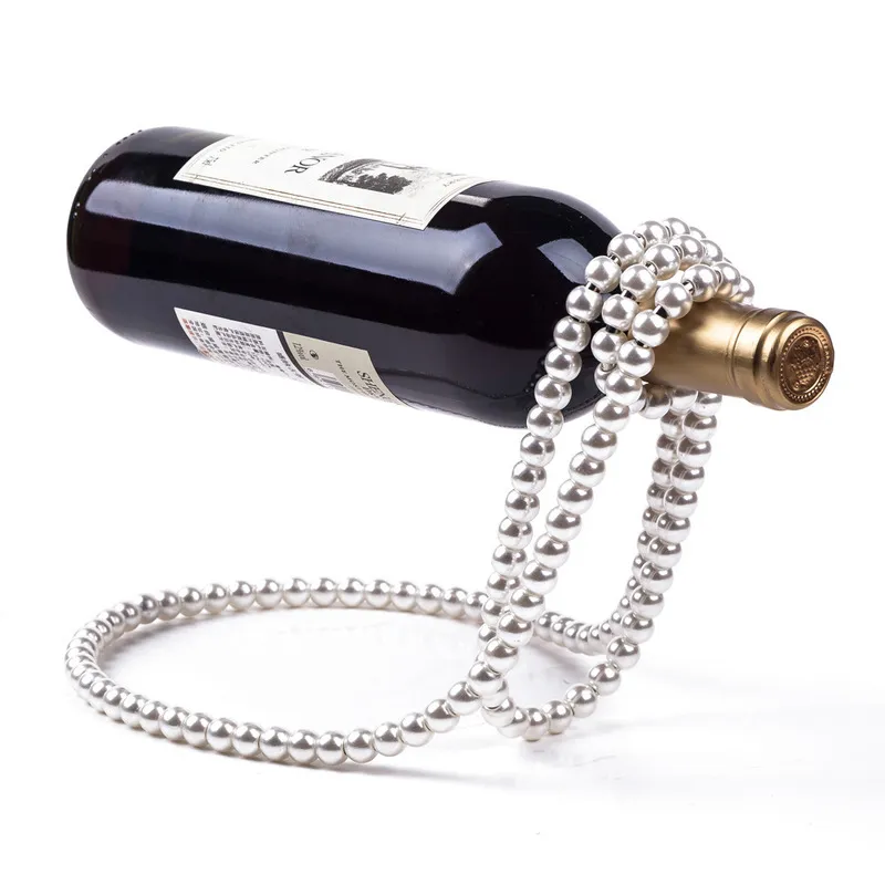 Collier de perles créatives de luxe en résine métallique magique, suspension suspendue, porte-bouteille de vin, décoration de bureau à domicile 220727