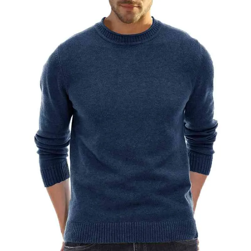 Men herfst en winter massief kleur geplooid los en comfortabel warme ronde nek lange mouw trui h band l220730