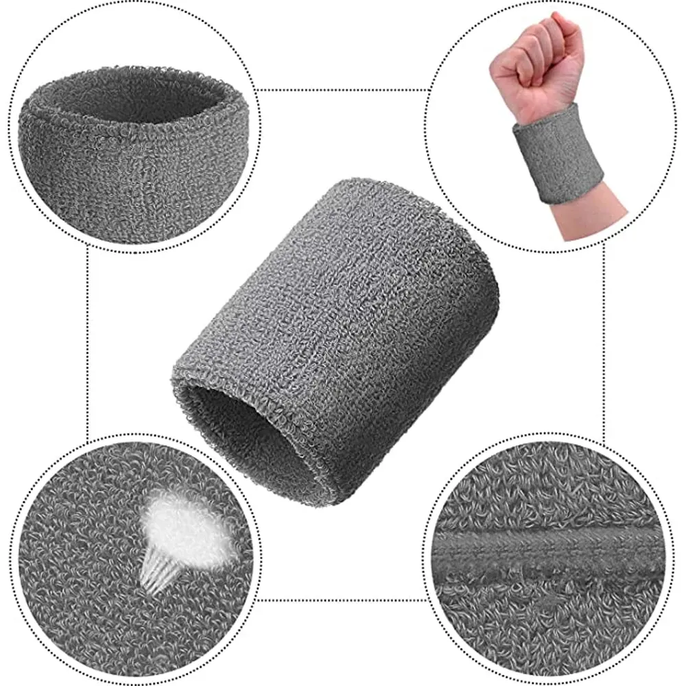 Kleurrijke katoen unisex Sport Sweatband polsband polsbandbeschermer running badminton basketbal brace Terry Sweat Band C0628X1