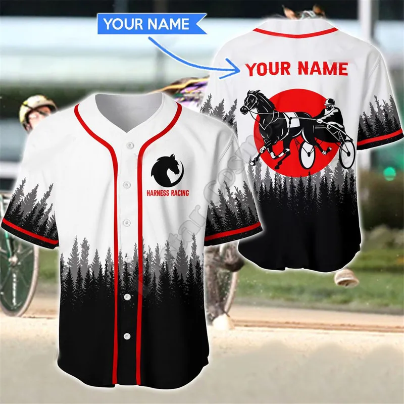 Harness Racing Nombre personalizado Camiseta de béisbol Jersey s 3D Impreso Hombres s hip hop Tops 220706