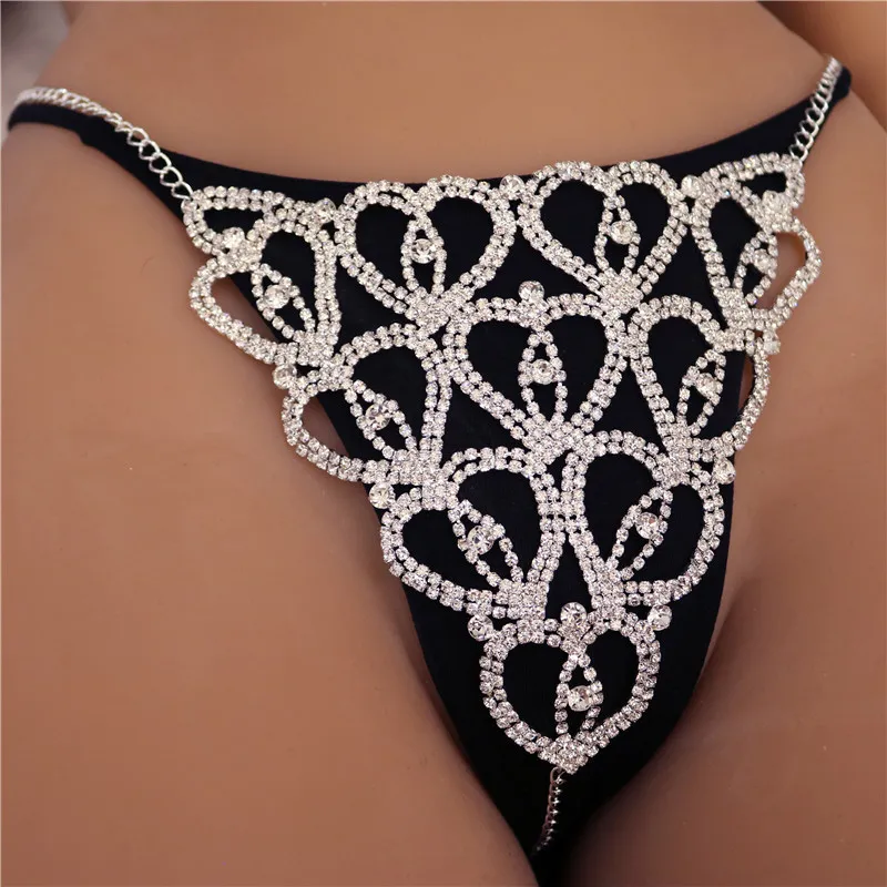 Продайте модную роскошную картину Crytal Bikini Body Body Chail для женщин сексуальное белье -цепочка белья Bling Bra и Thong Set 220516