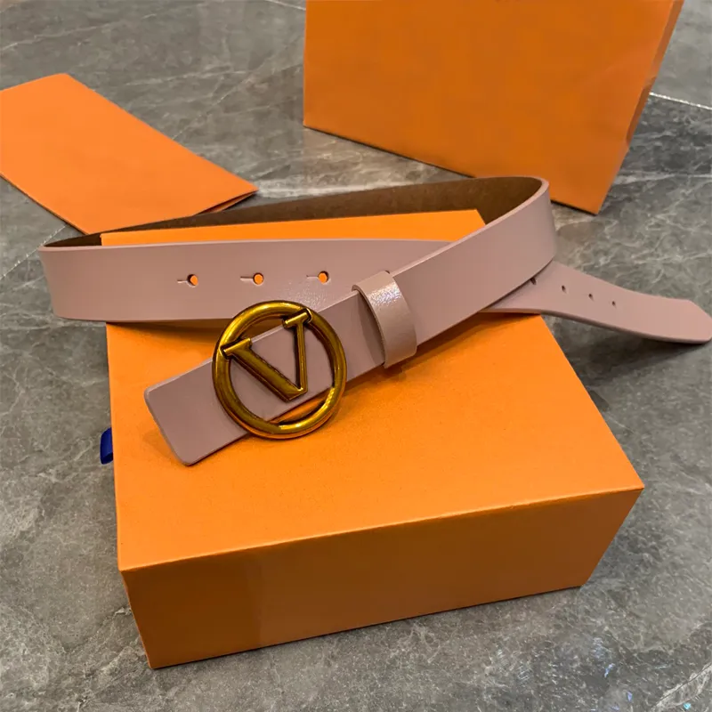 Vrouwen Designer Belt echte leerbreedte 2,8 cm Fashion Pure Cowhide Belt voor herenbrief Ronde Gouden gesp tailleband gordel nieuw