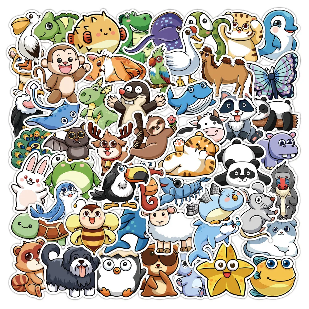 Ny 10/20/50st Kawaii Animal Stickers Diy Stationary Scrapbooking Graffiti Eesthetic Cartoon Vinyl Decal Gift for Children Toy
