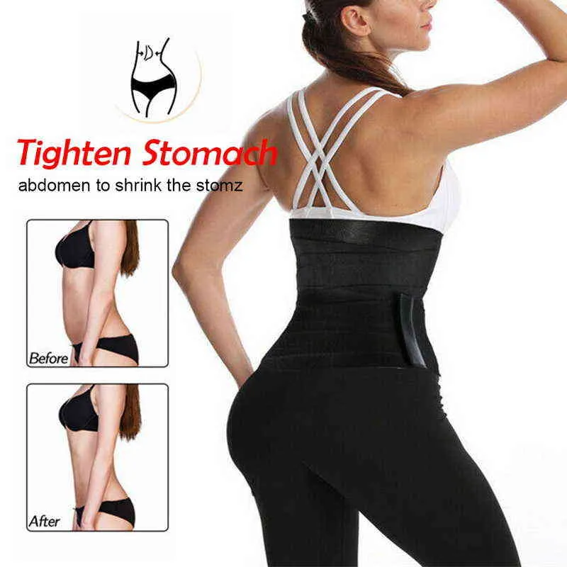 Taille Formateur Femmes Minceur Gaine Ruckers Me Up Bandage Wrap Body Shaper Ventre Shapewear Trimmer Ceinture Corset Top Stretch Bandes L220802