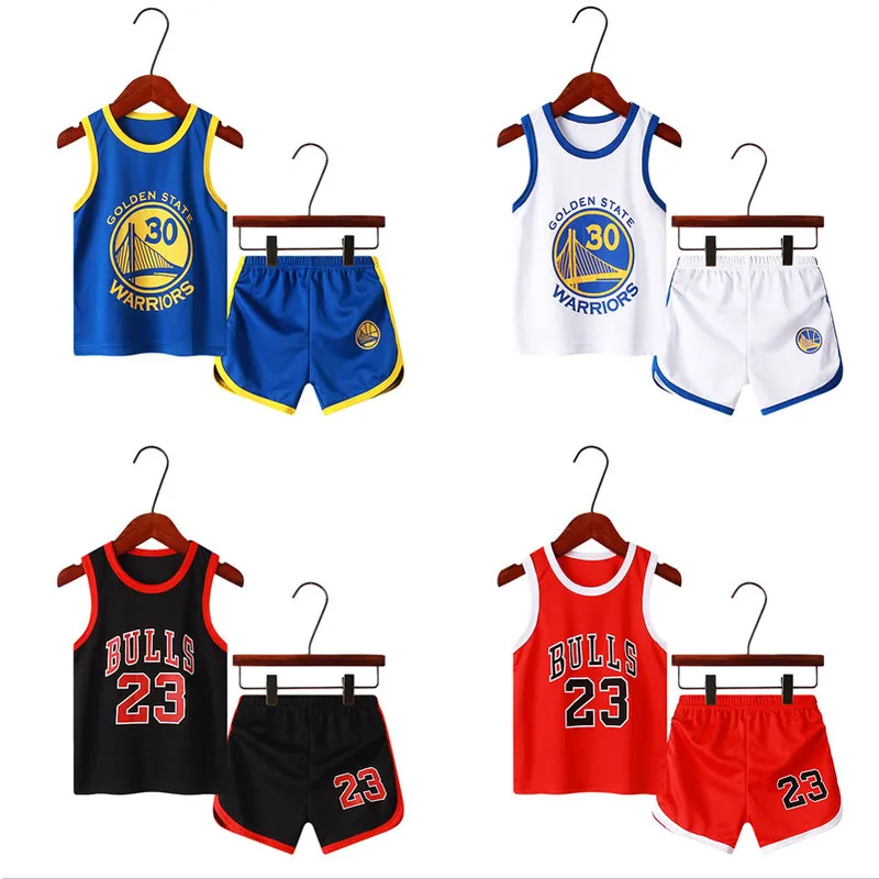 Yaz çocukları takım elbise spor basketbol giysileri takım elbise moda çocuklar eğlence mektupları erkek bebek hızlı kuruyan yelek tişört set 220507