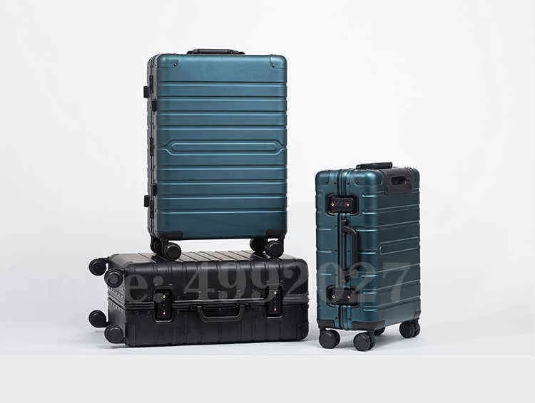 Valigia da viaggio a buon mercato in alluminio pieno bagaglio da viaggio Spinner borsa trolley su ruote J220707