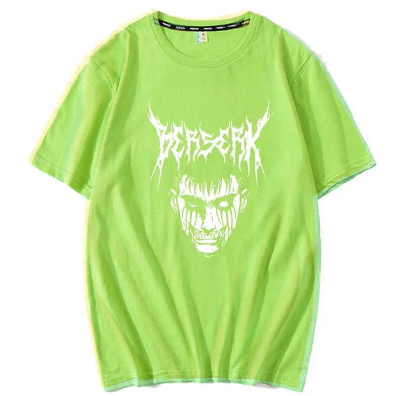 Men Dark Berserk Anime T-shirt Male Short Sleeve Manga Tshirt Featured Breathable Oversized Pattern Print Cotton Casual Tees 220407