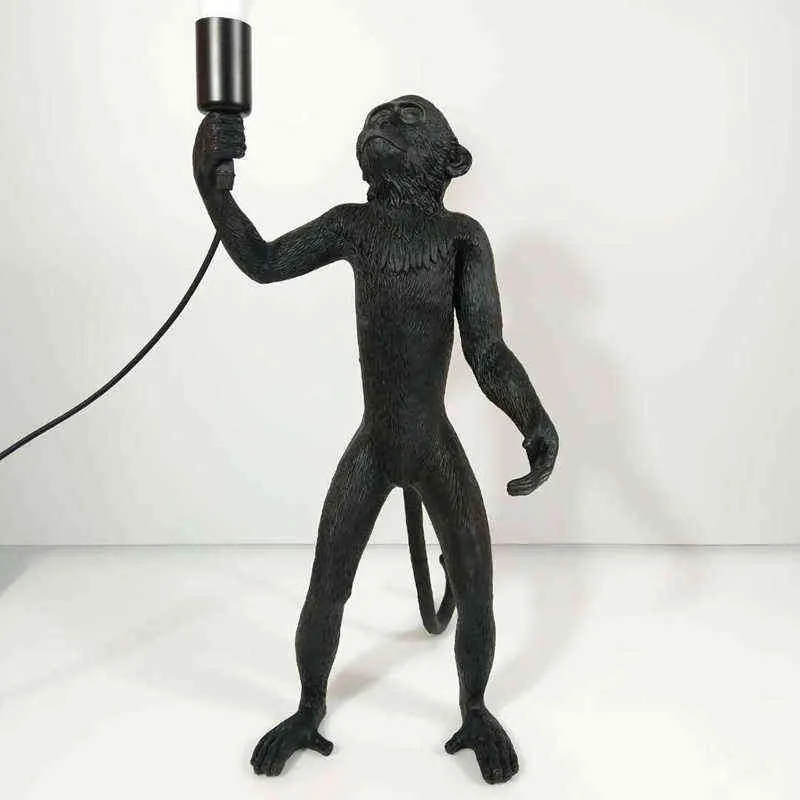 الحديث الأسود القرد hanglamp إيطاليا SELET LAMPE HEMP حبل قلادة الأنوار الحيوان لغرفة المعيشة أدى مصابيح الزخرفية من السقف H220415