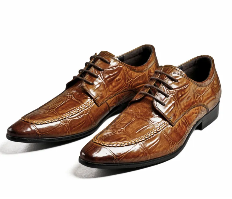 Handmade pontou os sapatos de toe sapatos de alta qualidade sapatos de casamento Lace Up Couro genuíno vestido formal sapatos masculinos