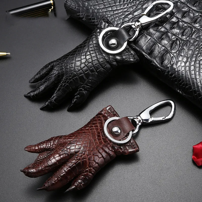 Genuine Leather Key Chains Rings Crocodile Paw Bag Decoration Car Keychains Holder Silver Metal Backpack Handbag Pendant Keyring G278m