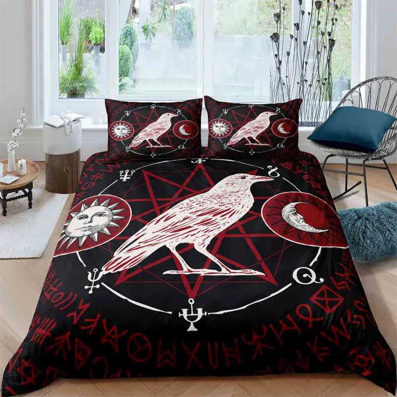 Viking Legend Duvet Cover Symbols 3d Print Bedding Set Northern Germanic Culture Comforter with Pillowcases Decor