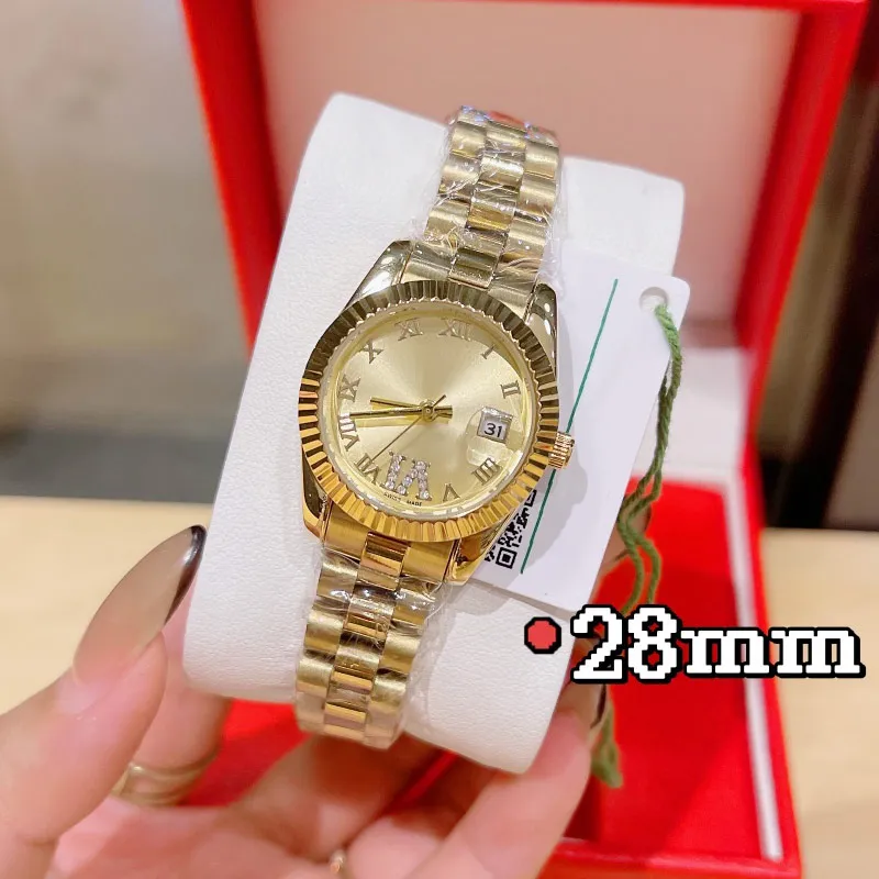 Fashion Luxury Women Watches Top Brand Designer Diamond Lady Watch 28mm Gold Sliver Case orologi il compleanno delle donne Christma3106