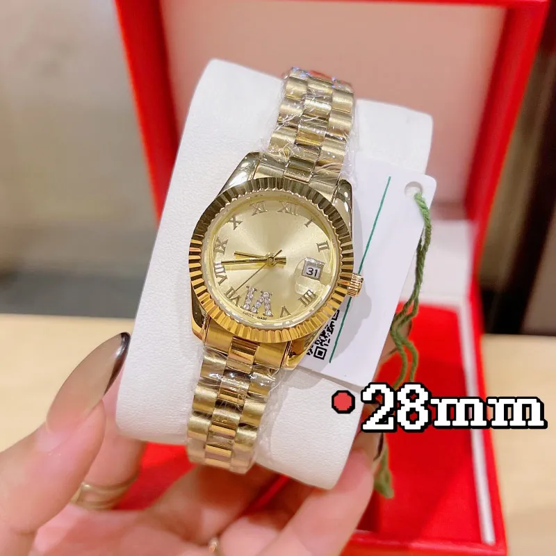 Moda luksusowe kobiety zegarki najlepsze marki projektantki Diamond Lady Watch 28 mm złoty sliver zegarki na rękę na damskie urodziny Christma2294