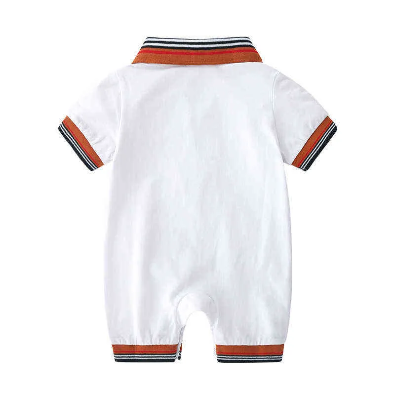 Vestiti del bambino di estate Pagliaccetto della ragazza del neonato del cotone del risvolto a maniche corte unisex G220521