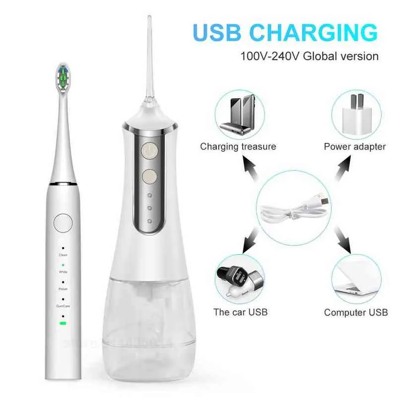 Profesjonalny dentystyczna wodę doustna doustna Elektryczna Elektryczna szczoteczka do zębów Prezent Bezdomny Czyszczenie zębów ładowarka USB Flosser 220601