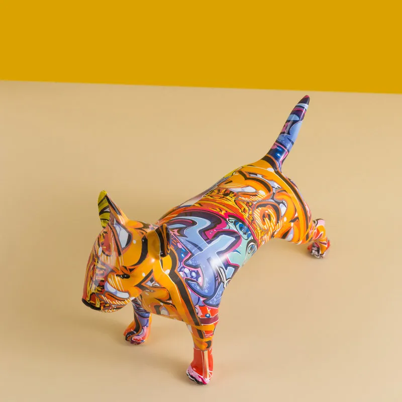 Art créatif coloré Bull terrier petit anglais résine chien artisanat décoration de la maison couleur moderne Simple bureau bureau artisanat 220329