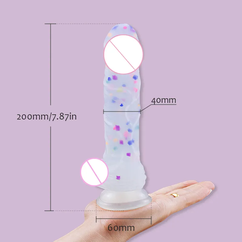 Imitazione del silicone del dildo artificiale bello variopinto Pene realistico Soft Big SuckerGiocattoli del sesso femminile Masturbazione Giocattolo erotico 220520