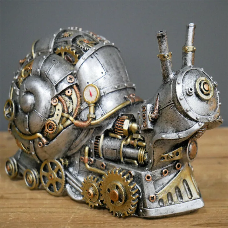 Mekanik Punk Figür El Sanatları Steampunk Bulldog Köpek Reçine Heykeli Pencere Dekorasyonu Ana Masa Masaüstü Süsler 220722