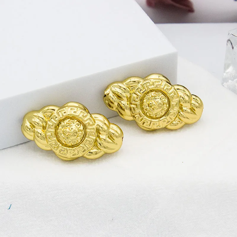Dangle Drop Earrings For Women Lionhead Embossed Clip Ears Golden Earrings For African Dubai Lady Jewelry Acccessories Gifts 220426105447