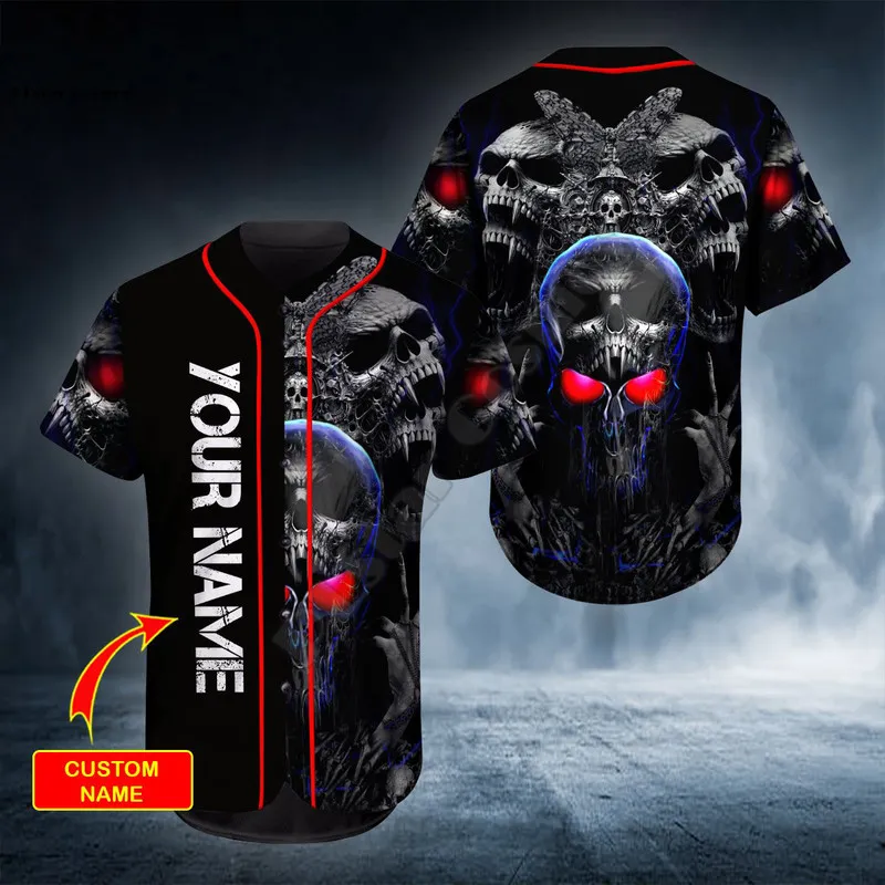 PLstar Cosmos Baseball Jersey Shirt 3d Printed Ghost Team Skull Custom You Name Skul hip hop Tops Love Gift 220706