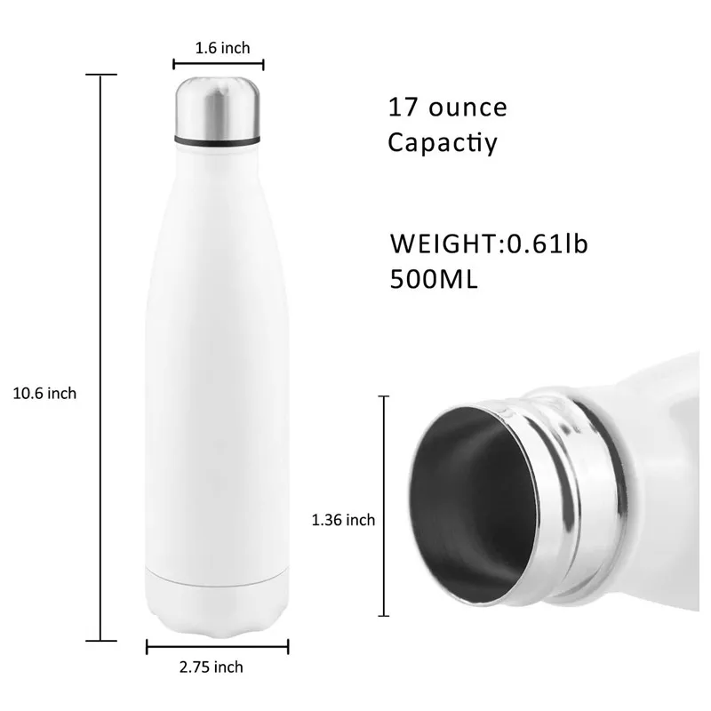 17-Unzen-Sublimationsrohling-Wasserflasche in großen Mengen, isolierte Sportbecher aus Edelstahl mit Sublimation 04062406432