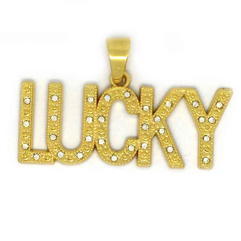 Crystal Letter Lucky Hangers kettingen Golden Bling sieraden geschenken mannen vrouwen hiphop charme strass ketens geluk 252k