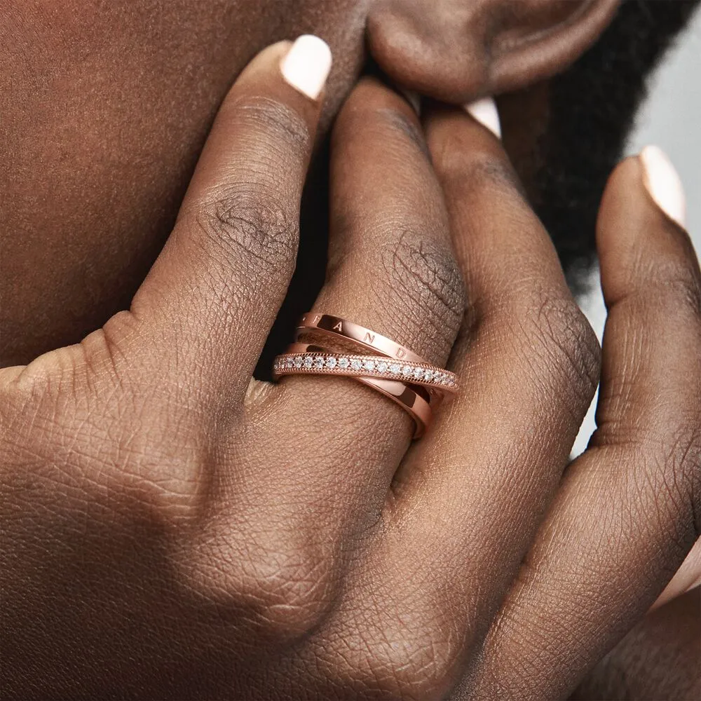 Новый бренд 925 серебряный серебряный кроссовер Pave Triple Band Ring для женщин обручальные кольца модные ювелирные украшения287U