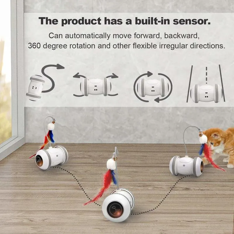 Automatisches Sensor-Katzenspielzeug, interaktiv, intelligenter Roboter, elektronischer Feder-Teaser, selbstspielendes, wiederaufladbares USB-Kätzchenspielzeug für Haustiere 220423