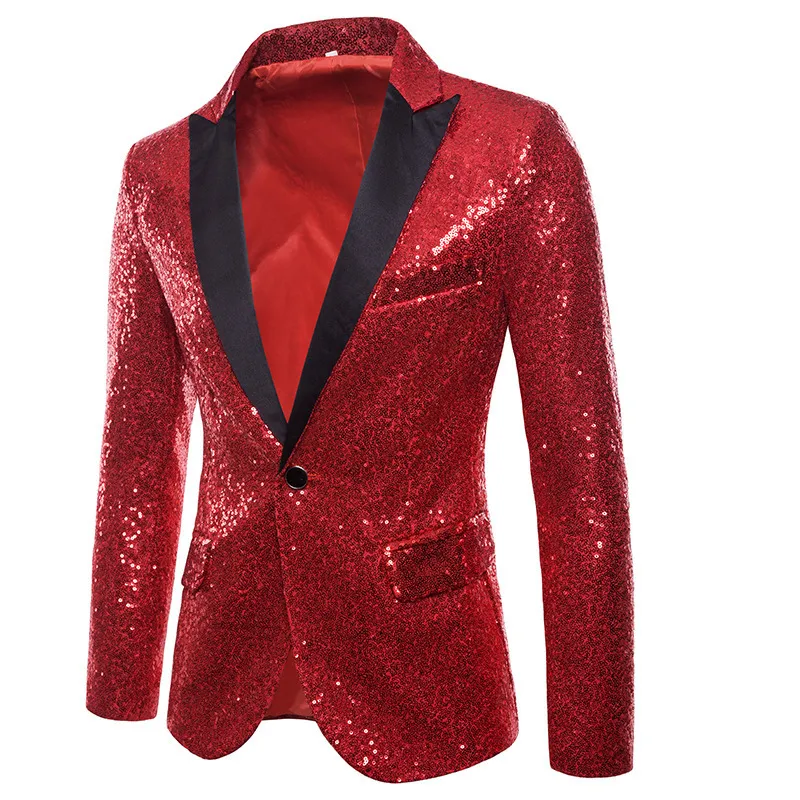 Shiny Gold Sequin Glitter Embellished Blazer Jacket Men Nightclub Prom Suit Costume Homme Stage Clothes For singers 220822