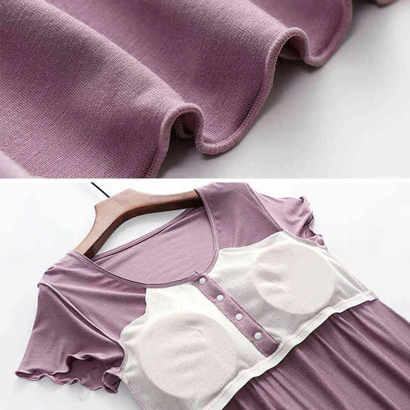 Robes femme enceinte bouton manches courtes allaitement grossesse vêtements de nuit vêtements chemise de nuit maternité robe d'allaitement vestidos G220309