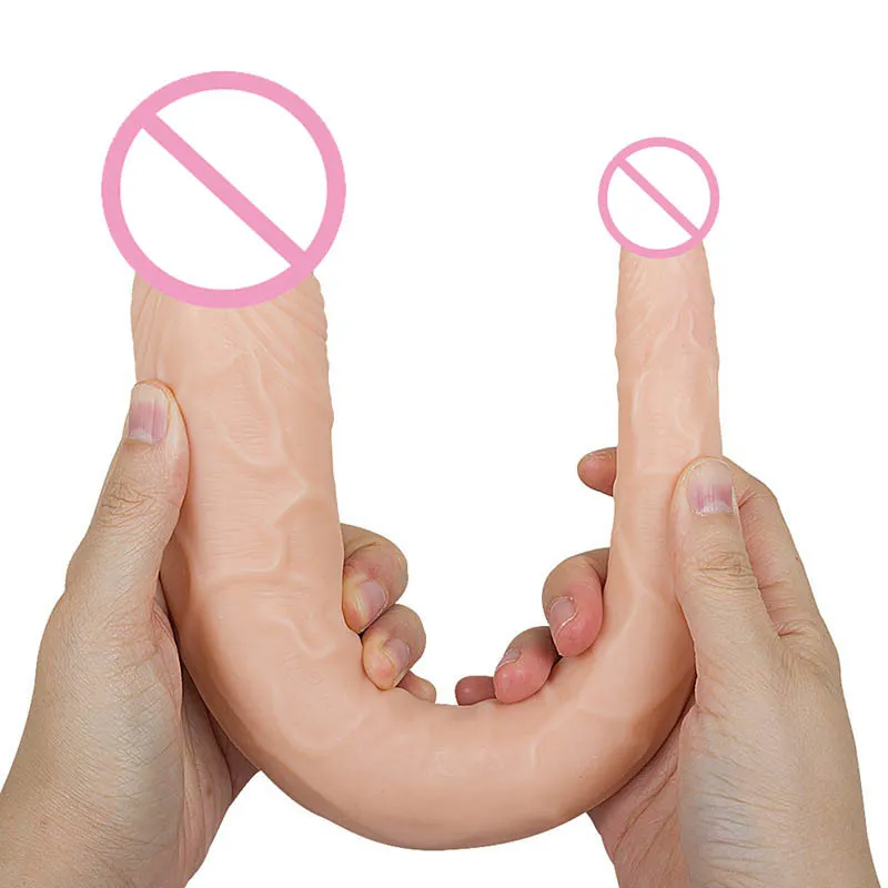 Vuxna sexiga leksaker Män och kvinnor som delar dubbelhuvud Penis Superlångt huvudsimulering Dildo Kvinnlig dragleksak
