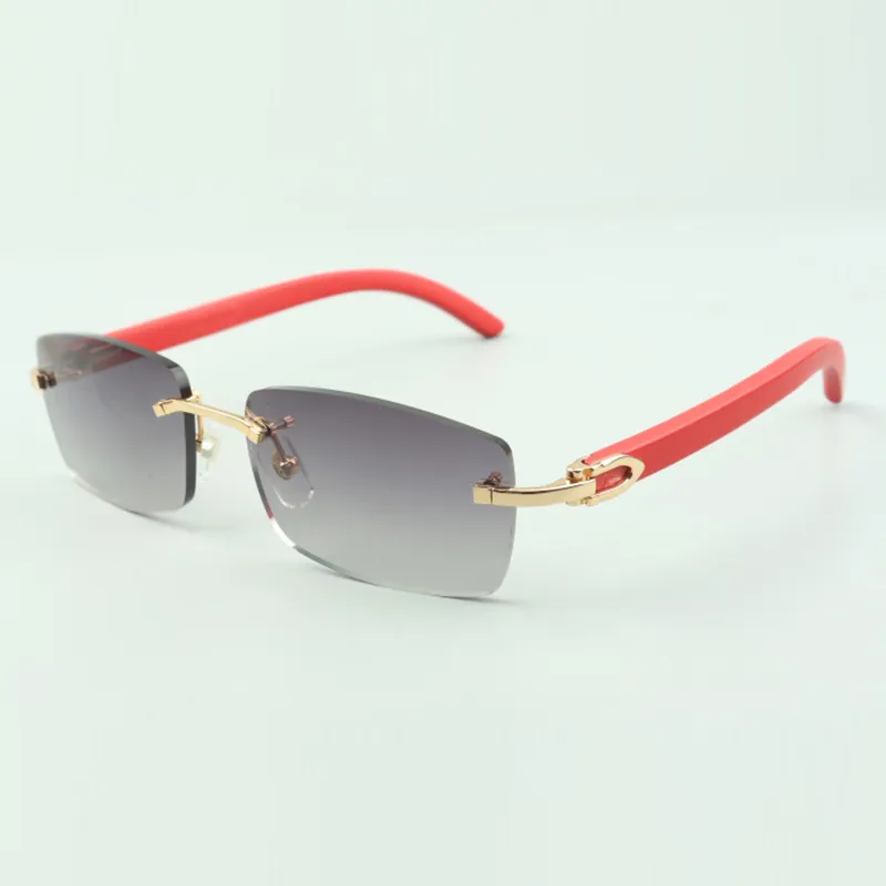 Zwykłe okulary przeciwsłoneczne 3524012 z czerwonymi drewnianymi patykami i soczewkami 56 mm dla unisex220c